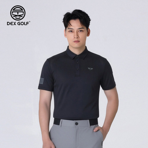 DEXGOLF韩国高尔夫服装男士夏季经典透气翻领Polo短袖日常商务衫