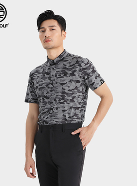 DEXGOLF高尔夫服装男士运动弹力短袖Polo衫夏季迷彩清爽休闲T恤