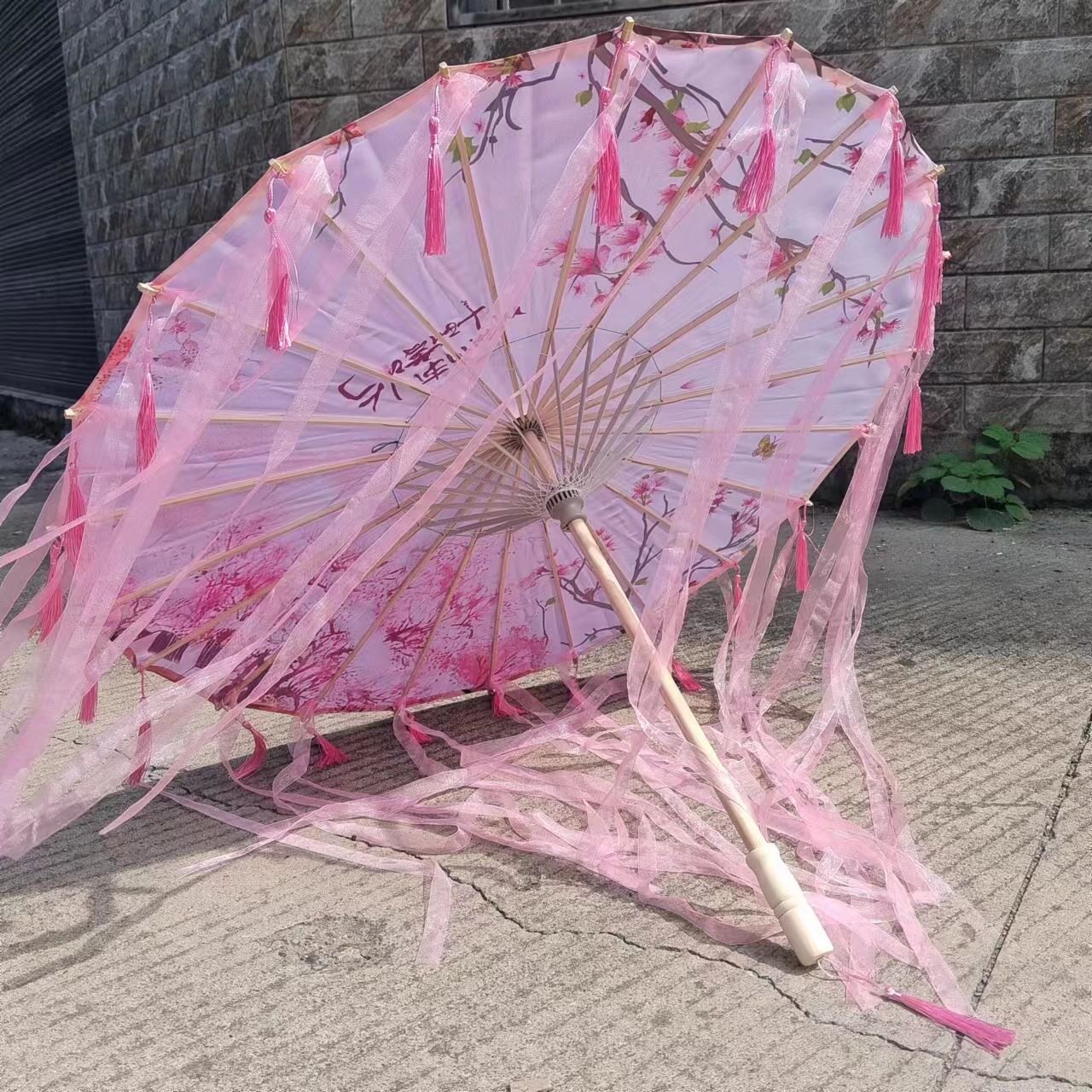 红马同款舞蹈伞流苏飘带伞跳舞道具伞古代古装雨伞汉服花伞古风伞