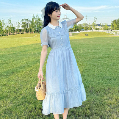 初中生夏季连衣裙学院风甜美