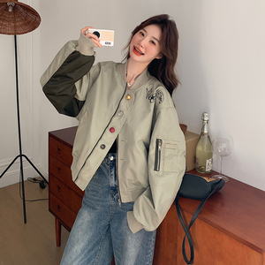 2026春装！印花彩扣撞色棒球服绿色夹克外套8616-P145-K218图片