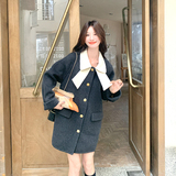 已出货！黑灰色蝴蝶领双面呢外套86108-P265-K398，女装毛呢外套，2C186