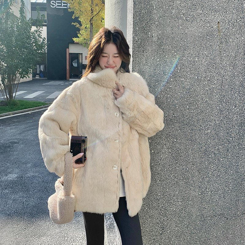 新款！灰绿色两面穿皮毛一体派克服-86135-P265-K398,女装皮草,2C186