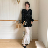 2026春装！富家千金亮片拼接轻奢连衣裙8602-P135-K198，女装连衣裙，2C186