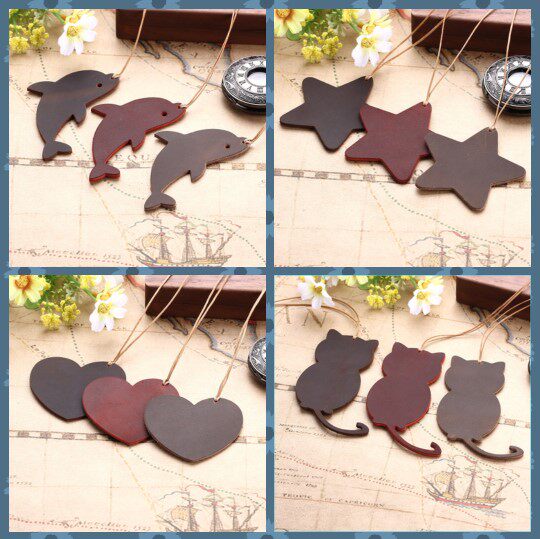创意复古猫咪海豚吊牌心形五角星形皮质书签手工自制清新文创礼物