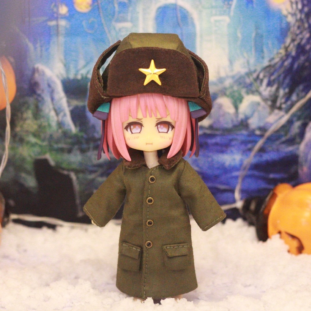 ob11娃衣军大衣外套雷锋帽套装Molly娃娃衣服ymy12分bjd GSC素体