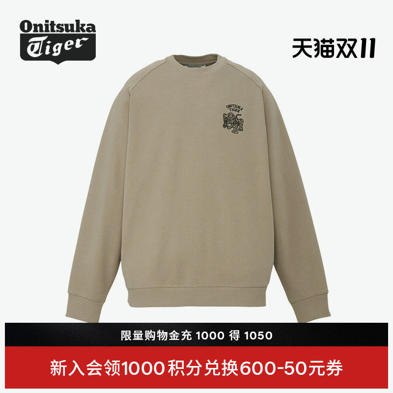 Onitsuka Tiger鬼塚虎秋季男女同款舒适休闲长袖套头卫衣 女款秋实拍商品图