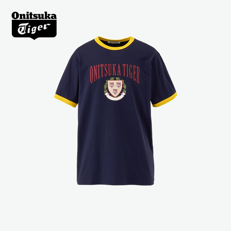 Onitsuka Tiger鬼塚虎男女同款夏季百搭印花运动休闲短袖T恤衫