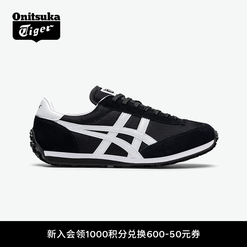 鬼塚虎黑色复古运动休闲鞋阿甘鞋