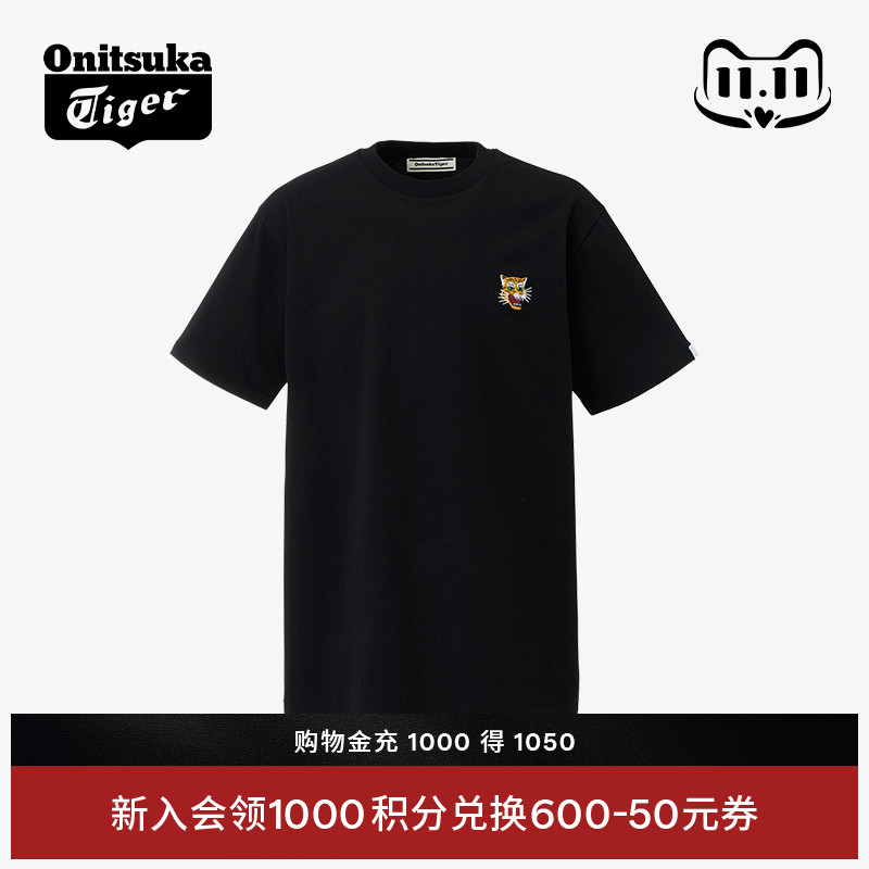 鬼塚虎圆领舒适时尚短袖T恤衫