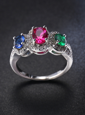 铜材质日韩镶三颗锆石