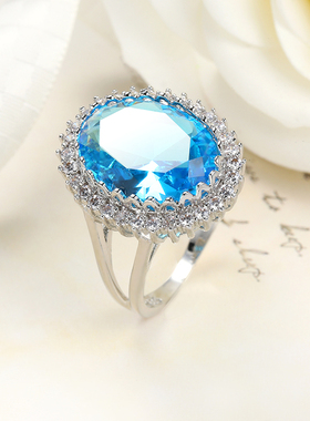 流行时尚款仿真托帕海蓝石戒鸽子