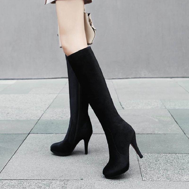 缺码处理 特价 秋冬款女长靴细跟高跟高筒小码女靴 32码  jxyz