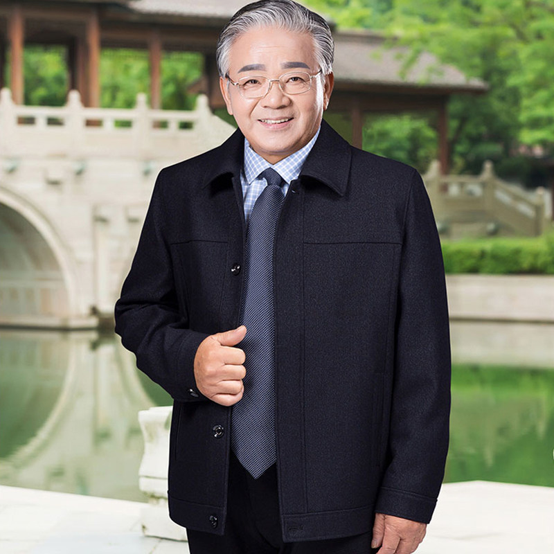 秋季新款中老年男士干部夹克爸爸装大码上衣春秋装老人外套男装