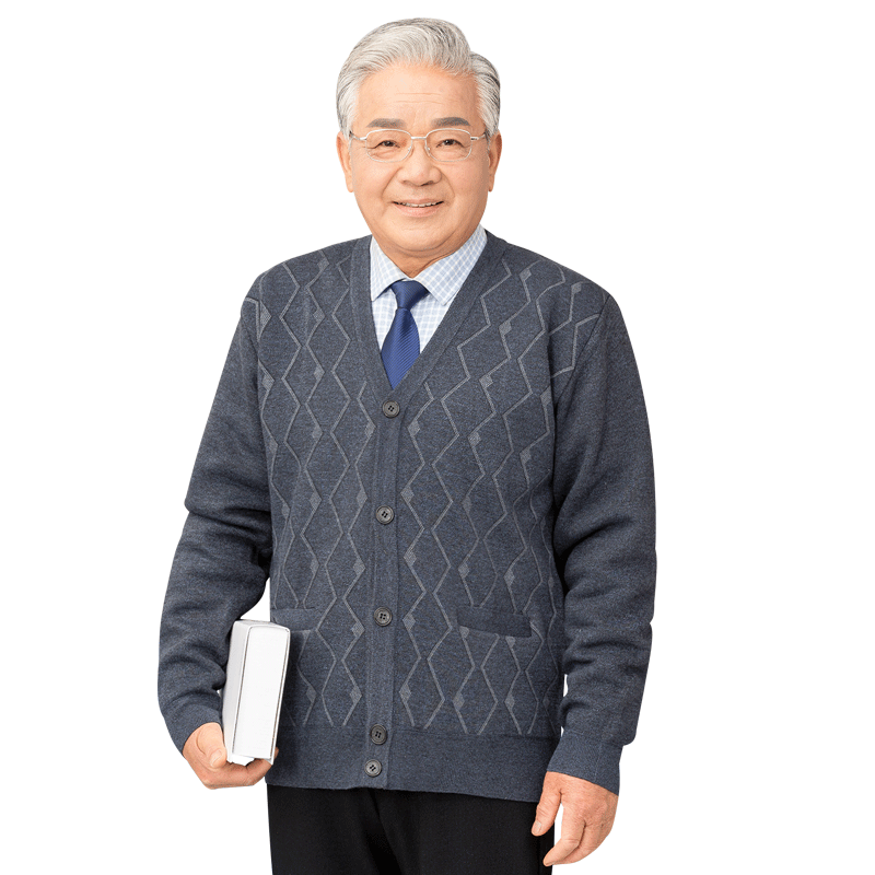 开衫春秋爷爷装老人60-70-80毛衣
