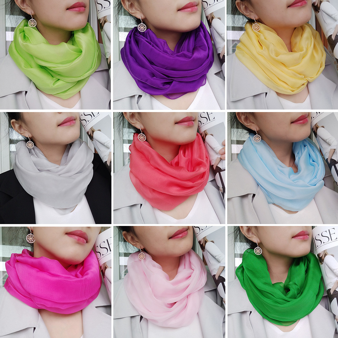 套着用！方便真丝围脖100%桑蚕丝