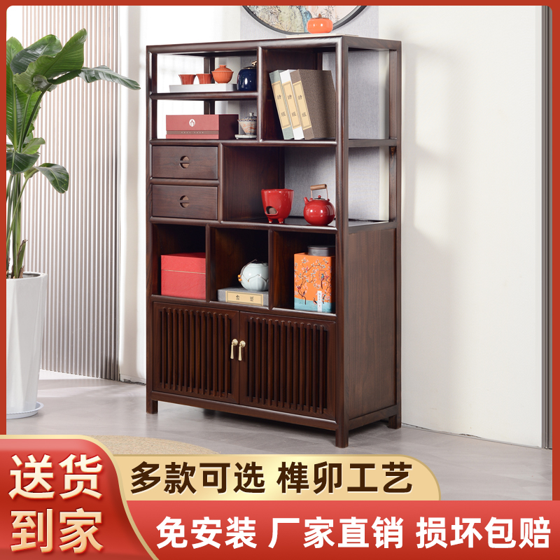 榆木博古架多宝阁古董收藏摆放架禅意收纳柜酒柜书柜茶具柜餐边柜