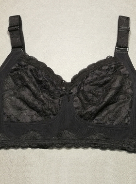 大胸显小薄款黑色胸罩内衣超薄杯文胸无钢圈无海绵全罩杯95F女性