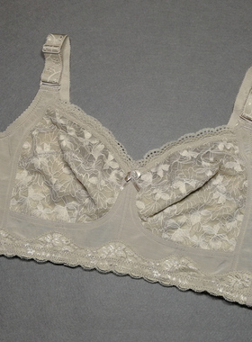 大胸显小文胸超薄款无钢圈无海绵大码胖MM42F90C调整型女士内衣黑