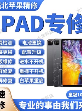 苹果iPad平板维修mini7/8换屏幕air5/6电池主板进水pro不开机寄修