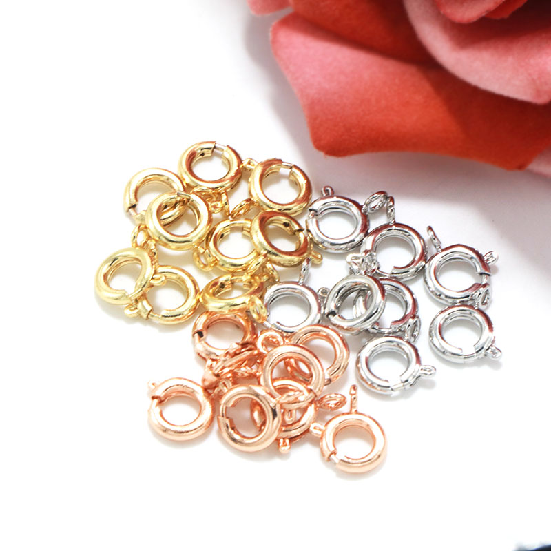 美国进口14K金配 弹簧扣DIY配件 项链手链搭扣 圆扣连接扣头保色