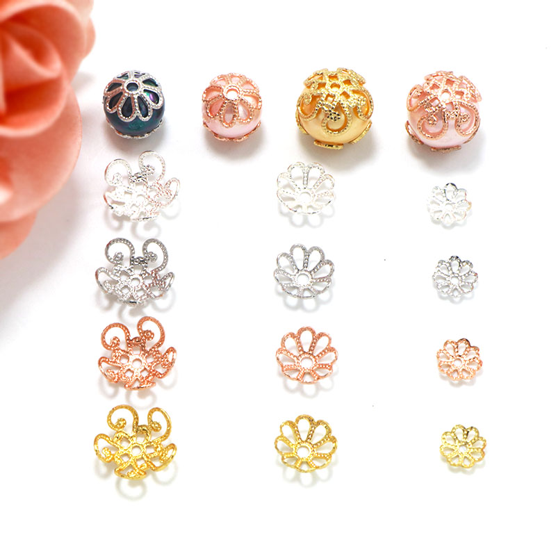 diy纯铜镀金手工手串花帽