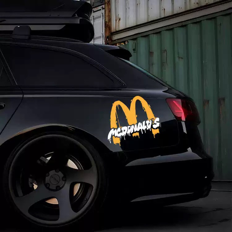 涂鸦M特斯拉麦当劳汽车贴纸创意车贴平板电脑电动摩托车身装饰纸