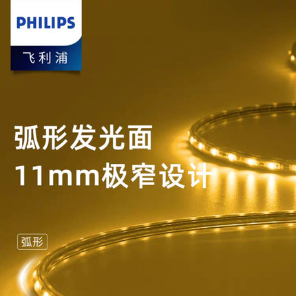 飞利浦LED灯带条家用客厅吊顶220V带长条硅胶柔性灯条超亮线条灯