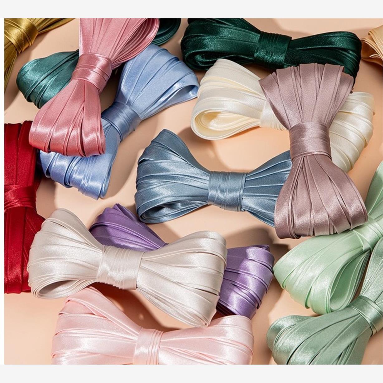 A类旗袍包边条1CM单色仿真丝三折免烫滚边嵌条辅料色丁滚条颜色