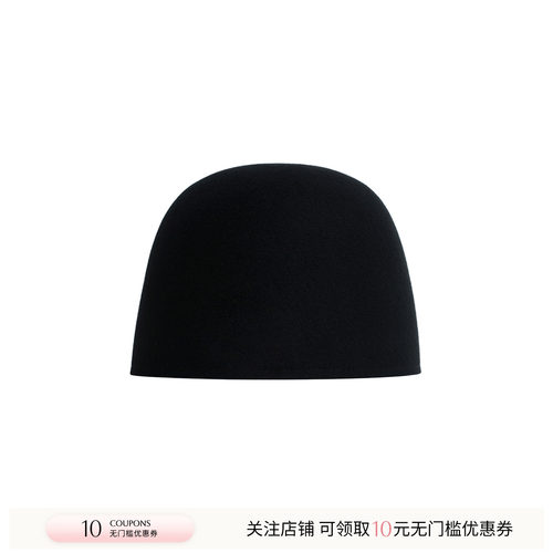 IANHYLTON黑色羊毛中式圆顶帽