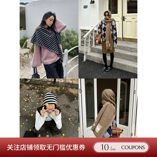 披肩 彩条羊毛三角巾围裹式 帽子SOLSOL 25秋冬新款 MANZANILLA