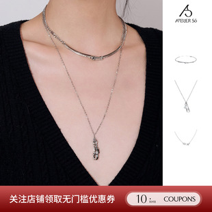 ATELIERSO 设计师26新品高级感别针铜镀白金项链/颈圈 SOLSOL