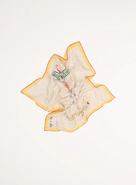 MIICOLLECTION印花撞色丝巾