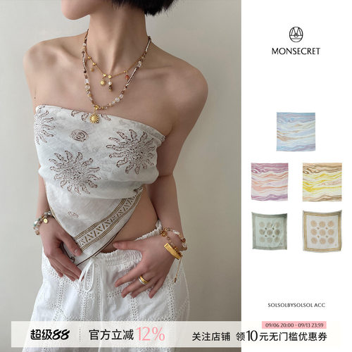 MONSECRET 26新款秋季波西米亚印花流沙丝巾方巾 SOLSOL