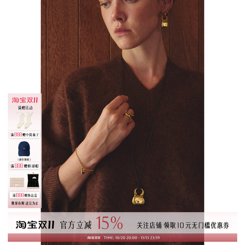MONSECRET 26新款石锁小锁复古锁头皮革毛衣链/项链金属链 SOLSOL