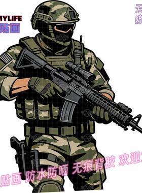三角洲贴画特别行动贴纸狙击枪图案墙贴车贴CS游戏网吧墙上装饰