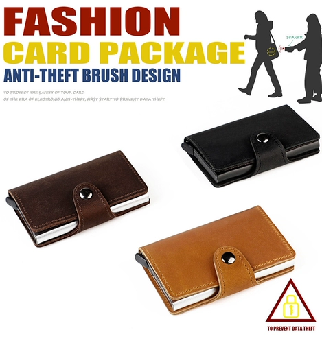 Автоматический антимагнитный картхолдер, защитная сумка, карточки, набор, анти-кража, из натуральной кожи