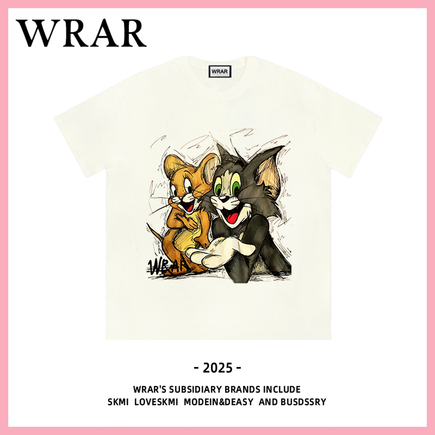 WRAR【猫鼠邀请】白色别致短袖女
