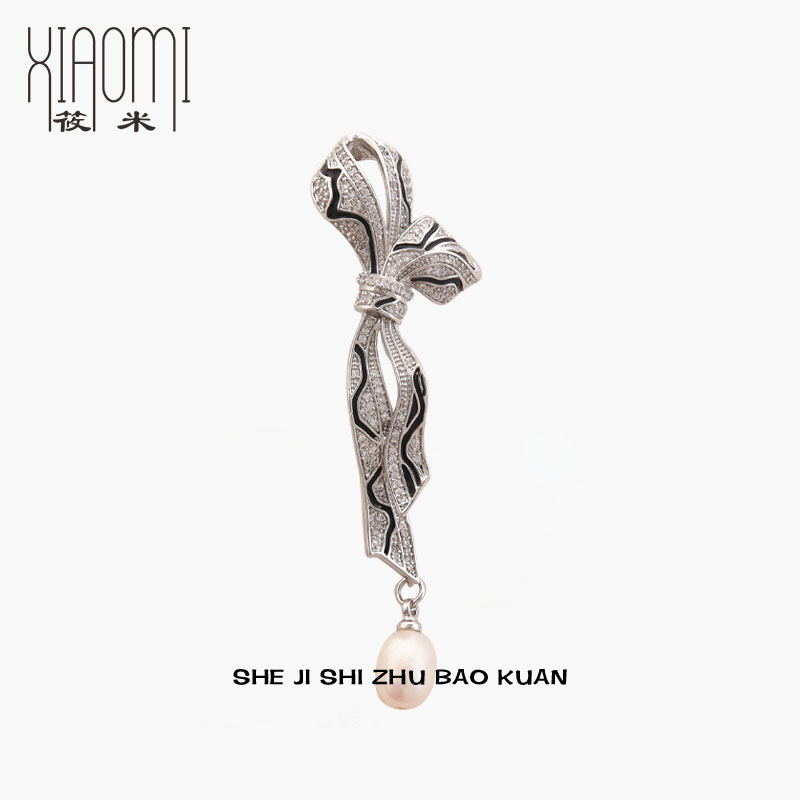 筱米法式天然珍珠女蕾丝胸针