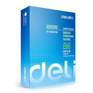 得力莱茵河复印纸 A470g80g单包500张办公用品草稿纸学生用a4打印纸整箱5包打印纸白纸复印纸70g80g