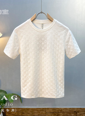 白色短袖t恤男夏季2023新款ins潮流卫衣潮流百搭宽松纯色痞帅上衣