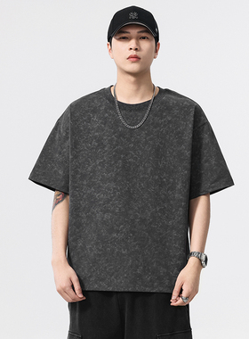 重磅水洗t恤男加肥加大胖子宽松男士短袖夏季大码休闲潮半袖上衣