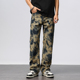 男宽松休闲迷彩水洗做旧长裤 2025年春夏美式 复古扎染提花牛仔裤 子