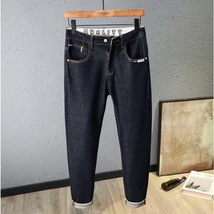 弹力百搭小脚长裤 2025秋季 男潮流高端修身 原色四面弹牛仔裤 子 新款