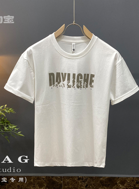 2024夏季短袖t恤男士ins潮流字母印花圆领运动休闲宽松半袖上衣男