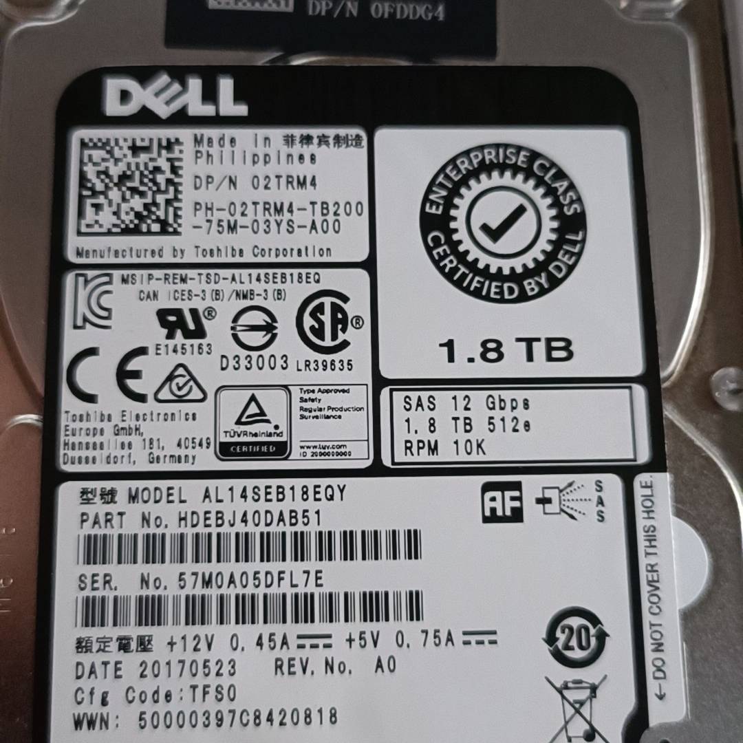 DELL 2.5寸 1.8TB 02TRM4 SAS 12G议价 也可为维修!!