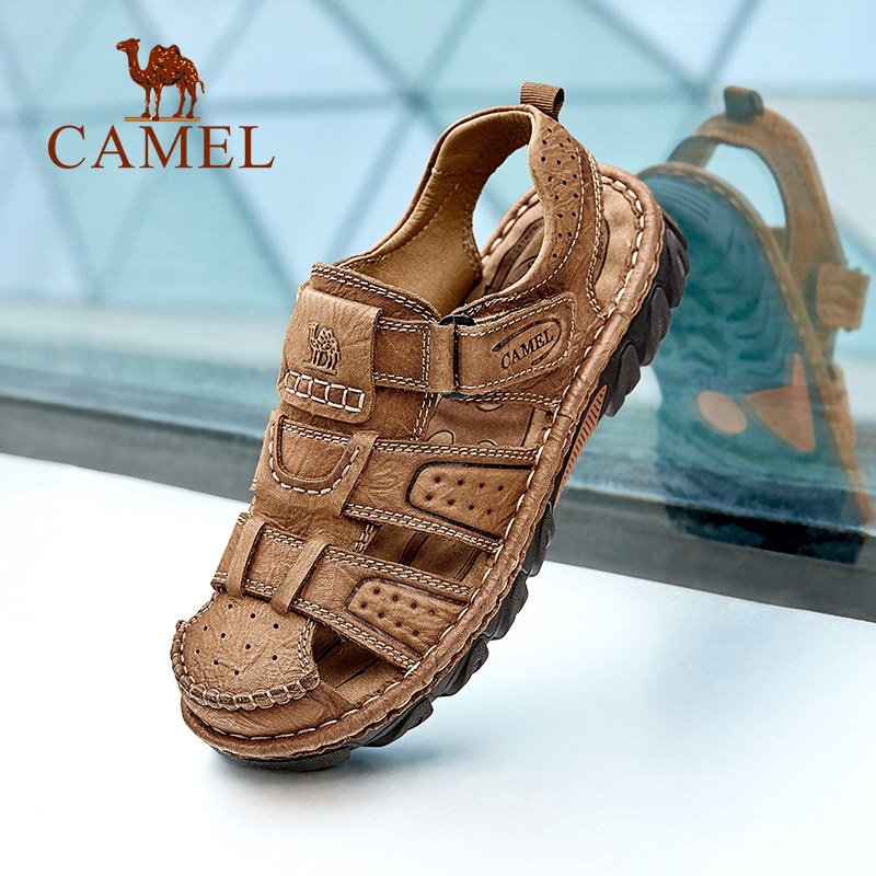 骆驼牌男鞋2024夏新款包头休闲凉鞋男真皮青年百搭户外耐磨沙滩鞋