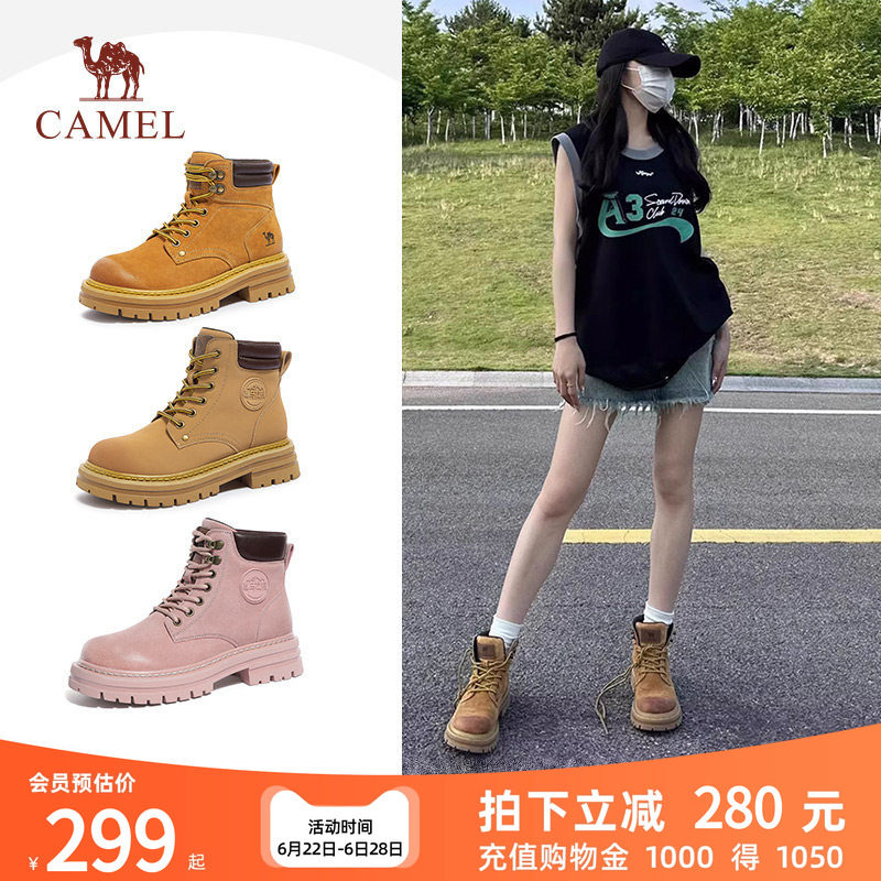 骆驼女鞋2026春季新款雪地靴棉鞋短靴户外工装大黄靴马丁靴女款