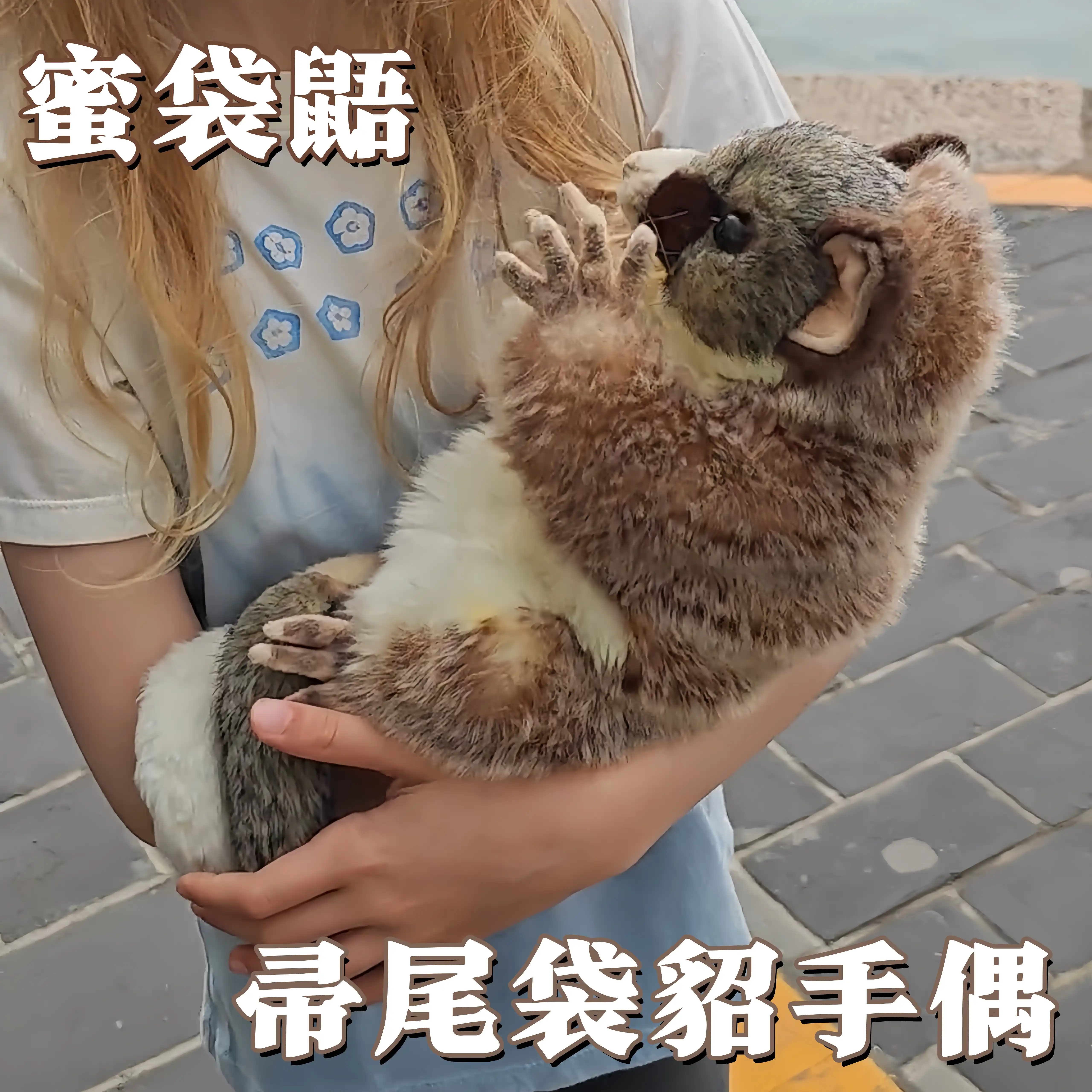 抖音同款仿真帚尾袋貂蜜袋鼯手套玩偶考拉公仔可爱娃娃毛绒玩具