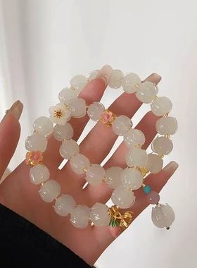步生莲~超仙甜美清新琉璃莲花手串轻奢手作寺庙文创旅游纪念手链
